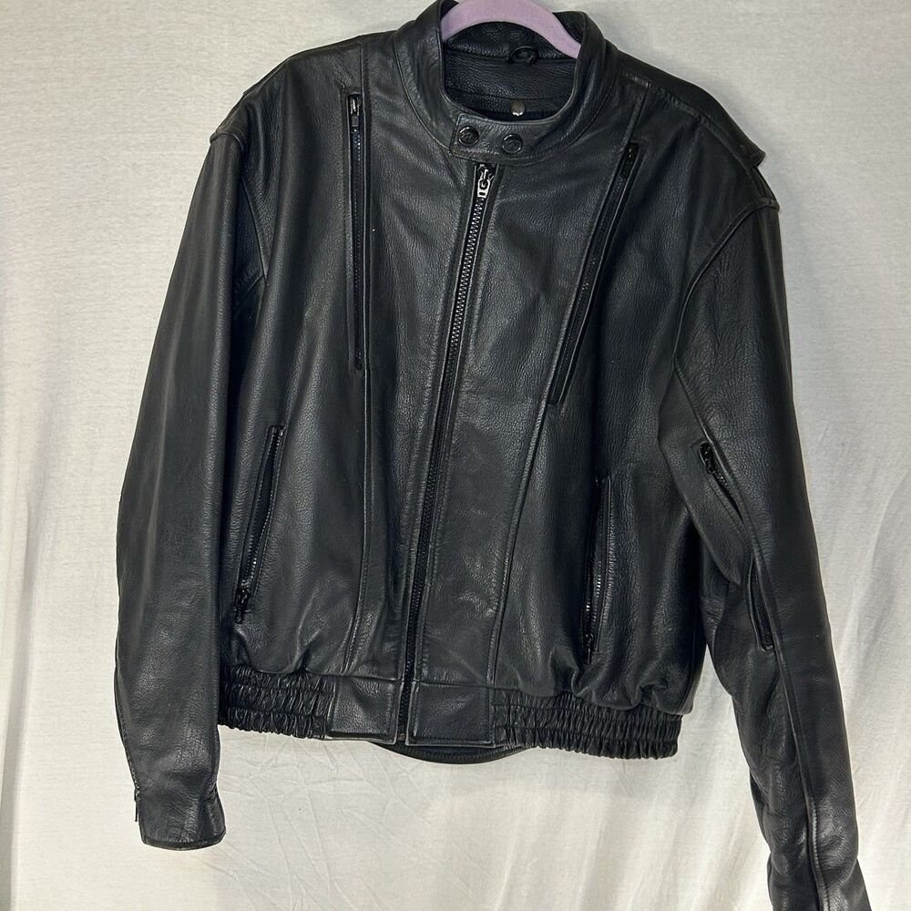 VINTAGE Z1R GENUINE LEATHER Men’s Black Biker Motorcycle Jacket Size 46 No Liner